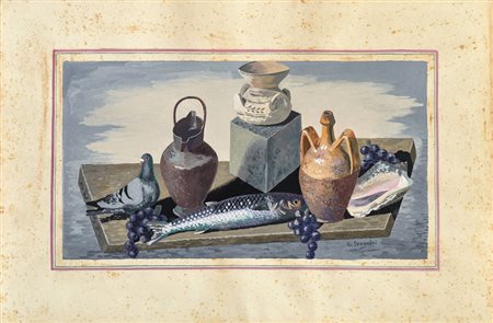 GINO SEVERINI Cortona 1883 – Parigi / Paris 1966 COLOMBI Tempera su carta, 18...