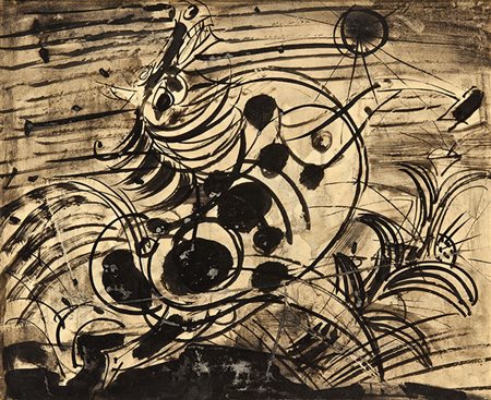 NINO FRANCHINA AUTOMOBILE tecnica mista su cartone, 40,5 x 49 cm Esposizioni:...