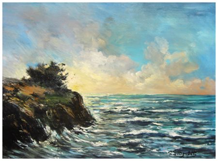 RENZO BIAGIOTTI Pisa 1913 – Pisa 2005 Senza titolo Olio su tavola 49,2 x 67....