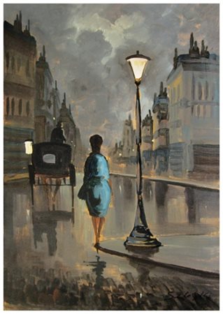 DOMENICO SELOSKI Napoli 1924 – Livorno 1981 Senza titolo Olio su faesite 50 x...