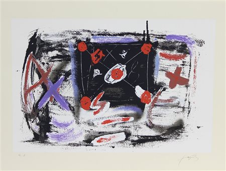 Tapies Antoni Senza titolo serigrafia su carta, cm. 50x65, es. E.A. firmata...