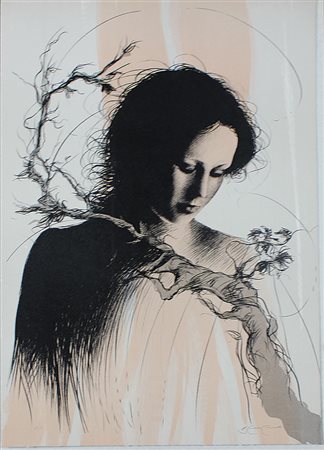 Benvenuti Riccardo Attesa serena, 1976 litografia a 4 colori su carta, cm....