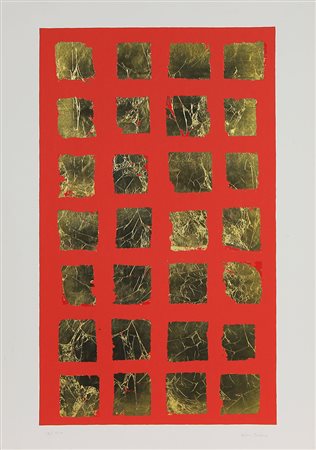Bianco Remo Tableau d'oré, 1970-1975 serigrafia con applicazioni di foglia...