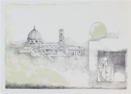 Czinner Ossi Duomo di Firenze, 1973 litografia a colori su carta, cm. 50x70,...