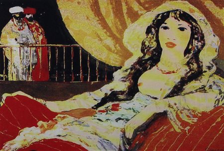 Fiume Salvatore Modella araba stampa cromolitografica su lastra di alluminio,...