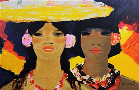 Fiume Salvatore Ragazze tahitiane serigrafia su faesite, cm. 53x79,5, es....