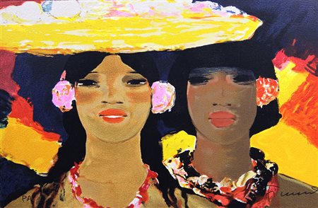 Fiume Salvatore Ragazze tahitiane serigrafia su faesite, cm. 53x79,5, es....