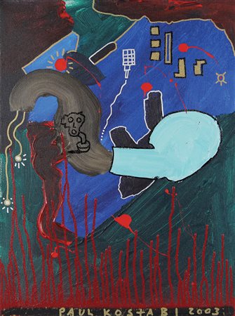 Kostabi Paul Bx, 2003 tecnica mista su tela, cm. 61x46 firmato e datato in...