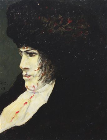 Carmassi Arturo Studio di un ritratto di P.J., 1969 olio su tavola, cm. 40x30...