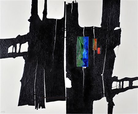 Dionisi Mario Senza titolo sabbia e acrilico su legno, cm. 90x110 opera...