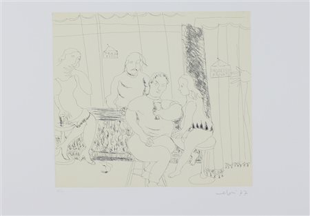Meloni Gino Bar, 1976 acquaforte con fondino su carta, cm. 45x66, es. 28/80...