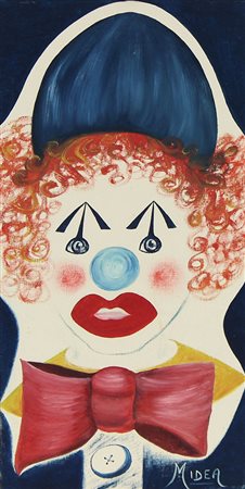 Midea Clown olio su tela, cm. 40x20 firmato in basso a destra, firmato e...