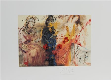 Dalì Salvador Senza titolo litografia su carta, cm. 50x68, es. E.A. firmata...