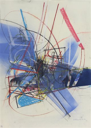 Franceschini Edoardo Lotto di 4 tecniche miste su cartoncino, anni '70 cm....