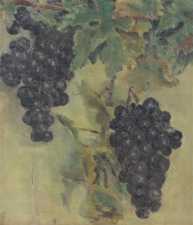 Anonimo Natura morta (Uva nera) olio su tavola, cm. 29,5x39,5
