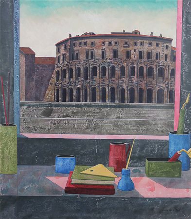 Caputo Tonino Teatro di Marcello acrilico su tela, cm. 80x70 firmato in basso...