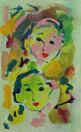 Treccani Ernesto Figure olio su tela, cm. 40x25 firmato in basso a destra e...