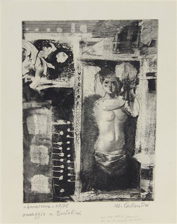 Calandri Mario "Baraccone". Omaggio a Bartolini incisione su carta, cm....