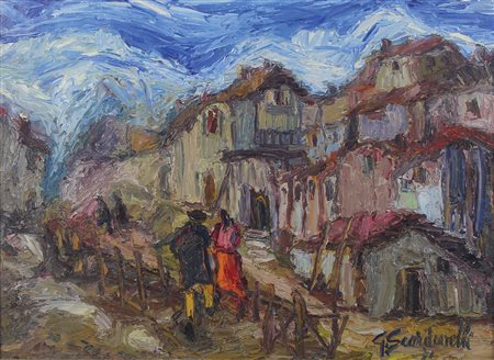 Scardovelli Giuseppe Paesaggio, 1971 olio su tela applicata su tavola, cm....