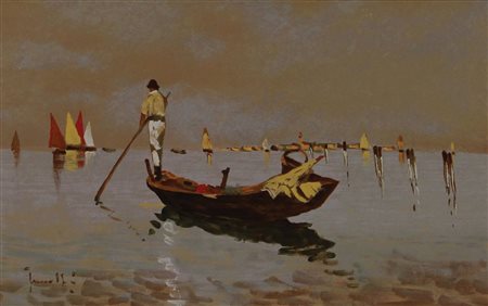 Spinelli Paesaggi lagunari lotto di 3 oli su tavola, cm. 25x40 firmati in...