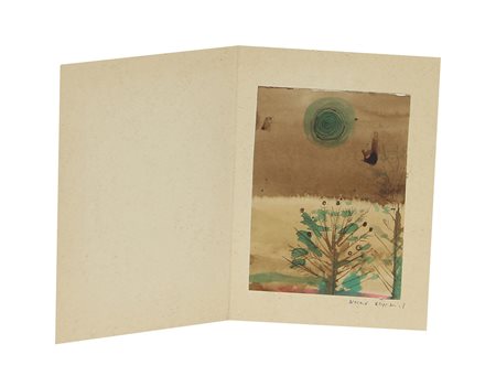 Foppiani Gustavo Natale china e acquarello su carta, cm. 13x9,5 firmata e...