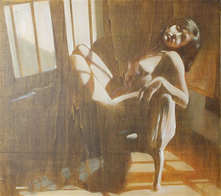 Sgarbossa Antonio Nudo olio su tavola, cm. 80x90 firmato in basso a destra,...