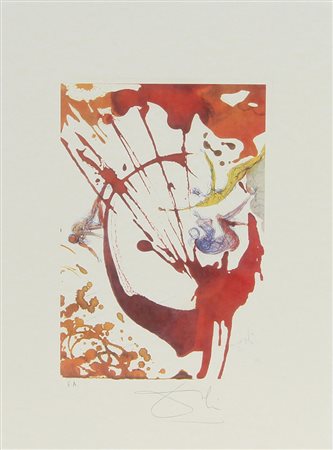 Dalì Salvador Senza titolo litografia su carta, cm. 45x32, es. E.A. firmata...