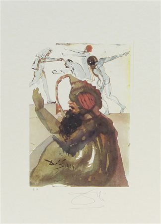 Dalì Salvador Senza titolo litografia su carta, cm. 45x32, es. E.A. firmata...