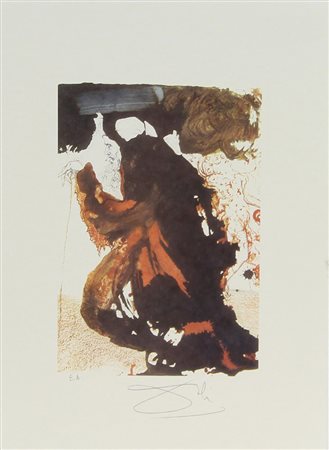 Dalì Salvador Senza titolo litografia su carta, cm. 45x32, es. E.A. firmata...