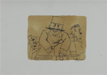 Borghese Franz Senza titolo china su carta, cm. 25x35 firmato in basso a...