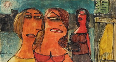 Francimei Duilio Senza titolo tecnica mista su carta, cm. 12,5x23 firmata in...