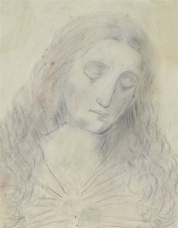 Anonimo Cristo pastelli su carta, cm. 35x28 firmato e datato in basso (firma...