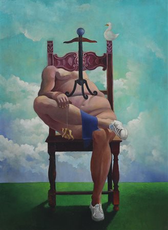 Anzidei Il manichino, 1992 olio su tavola, cm. 80x60 firmato in basso al...