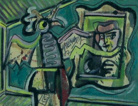 Delego Martino Senza titolo tecnica mista su tela applicata su tavoletta, cm....