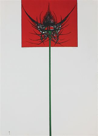 Fabbri Agenore Fiore in rosso, 1969 litografia a 3 colori su carta, cm....