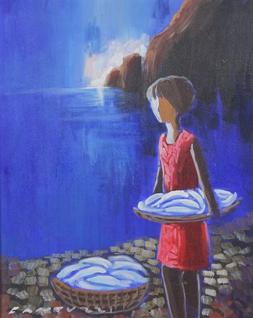 Fantuzzi Eliano Senza titolo olio su tela, cm. 50x40 firmato in basso a...