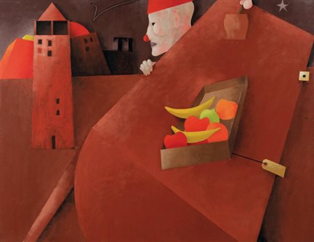 EMILIO TADINI (1927 - 2002) Profugo 1985 acrilico su tela cm 89x116 firmato e...