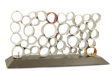 FAUSTO MELOTTI (1901 - 1986) Cerchi 1952 ceramica smaltata cm 25x50 inserito...