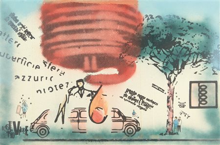 RODOLFO VITONE (1927) Week end 1973 tela emulsionata cm 60x90 firmato e...