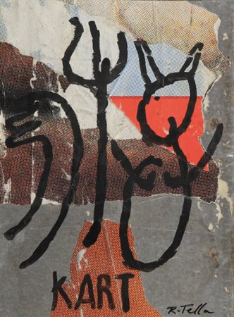 MIMMO ROTELLA (1918 - 2006) Kart 1993 sovrapittura su decollage su lamiera cm...