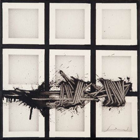 EMILIO SCANAVINO (1922 - 1986) Alfabeto 2 1970 olio su tela cm 30x30 firmato...