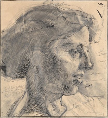 UMBERTO BOCCIONI (1882 - 1916) Studio per Evelina (Studio di testa con...