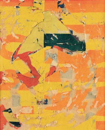 MIMMO ROTELLA (1918 - 2006) Senza titolo 1960 décollage cm 38x31,5 autentica...