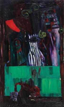 BRUNO CASSINARI (1912 - 1992) Natura morta 1961 olio su tela cm 90x54 firmato...