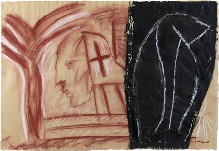 MIMMO PALADINO (1948) Senza titolo 1984 tecnica mista su carta cm 56x82...