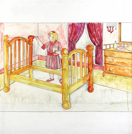 MARIO SCHIFANO (1934 - 1998) Ventuno e trenta 1972 olio su tela cm 150x150...