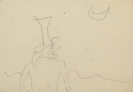 OSVALDO LICINI (1894 - 1958) Leonardo sulla rocca che guarda la luna matita...