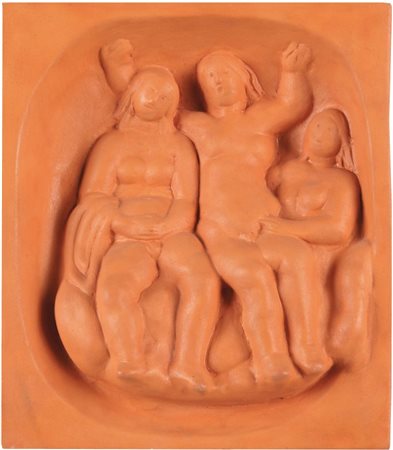 ARTURO MARTINI (1889 - 1947) Le Tre Grazie formella in terracotta cm...