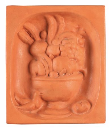 ARTURO MARTINI (1889 - 1947) Vaso di fiori formella in terracotta cm 31x26x6...