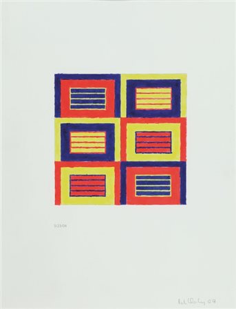 PETER HALLEY (1953) Senza titolo 2004 tempera su carta cm 55x42 firmato e...